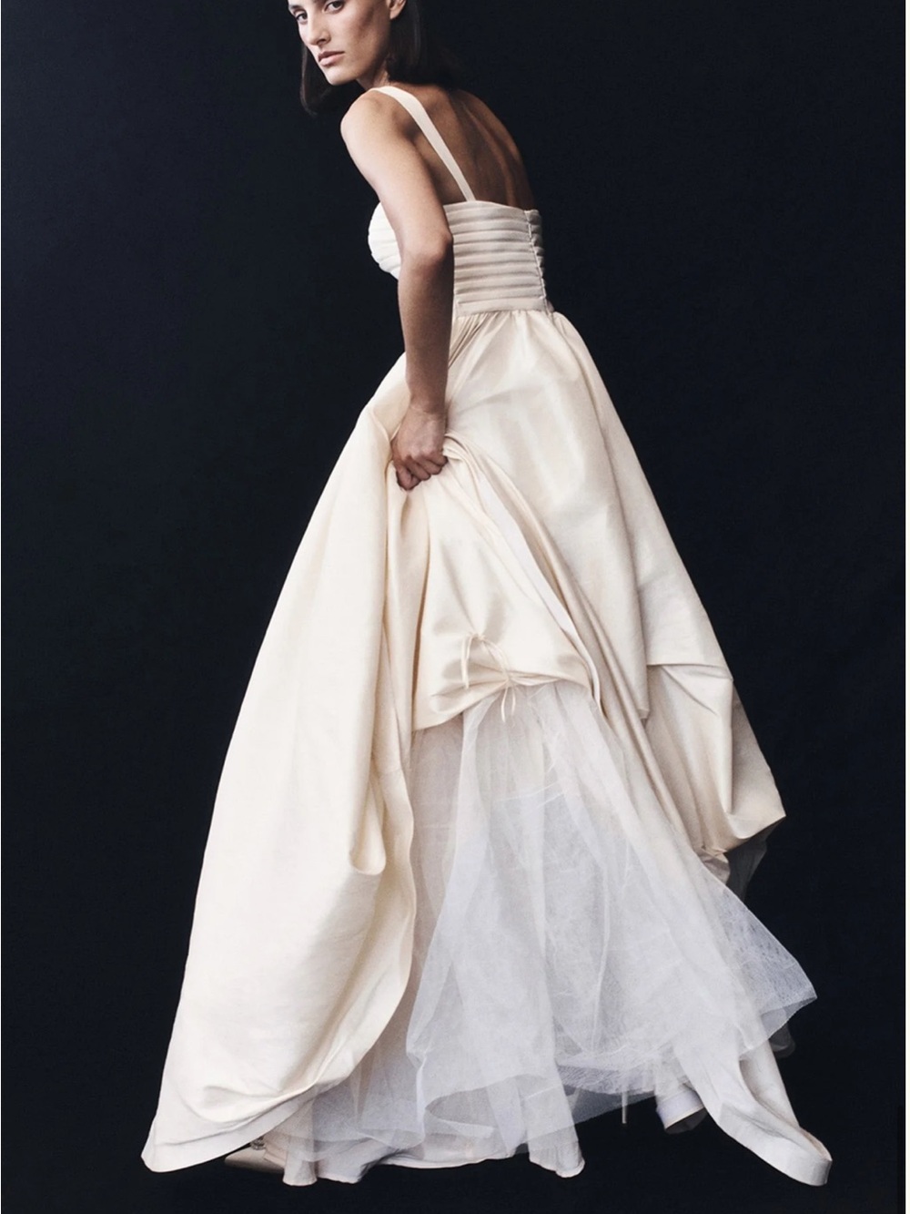 Meshki The CARLA Ruched Gown- Cream A-Line Bridal Gown High Slit-Size XS - Picture 8 of 16